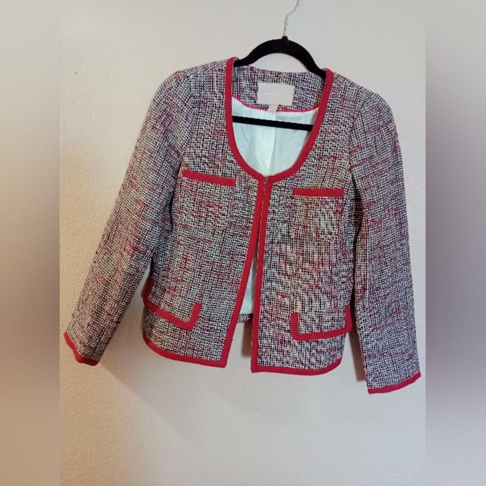 Banana Republic Red and Black Tweed Blazer
